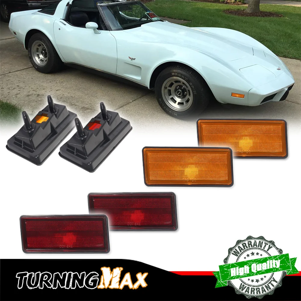 Image of Vordere/Hintere Stoßstangen-Seitenmarkierungsleuchten Parkleuchten Gehäuse-Kit für Chevy Corvette C3 1974-1979 Ohne Glühbirnen / Fassungen