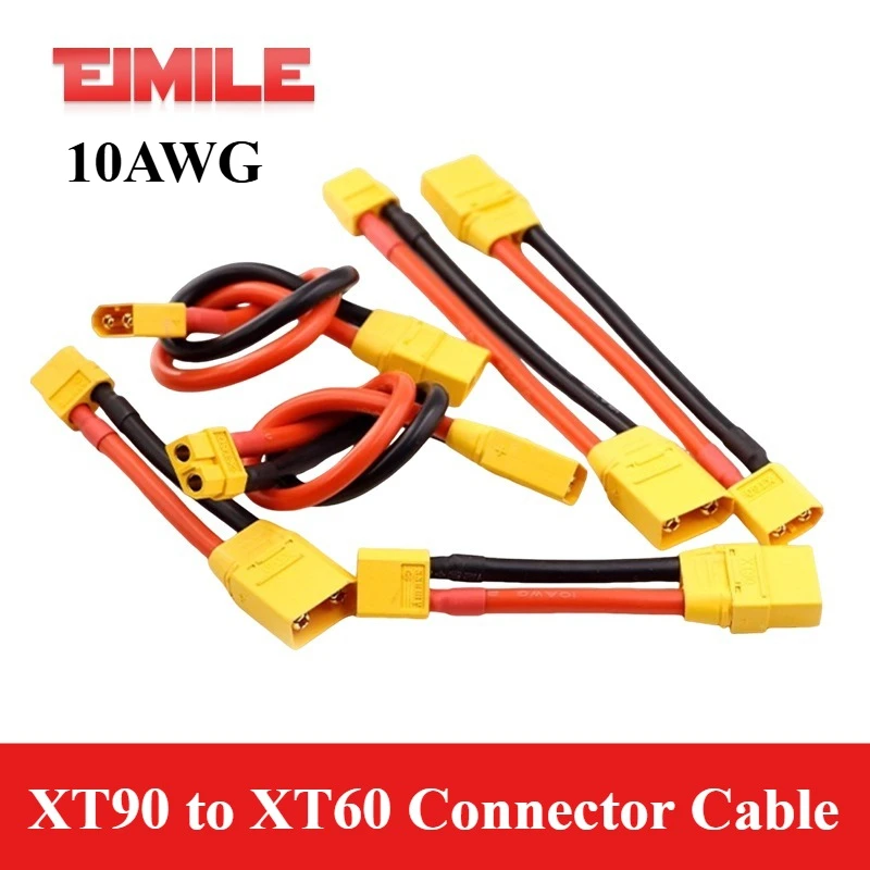 

Кабель-переходник XT90H на XT60, 500В, для питания моделей самолетов, силиконовый удлинитель 10AWG, 5.3мм, штекер-гнездо