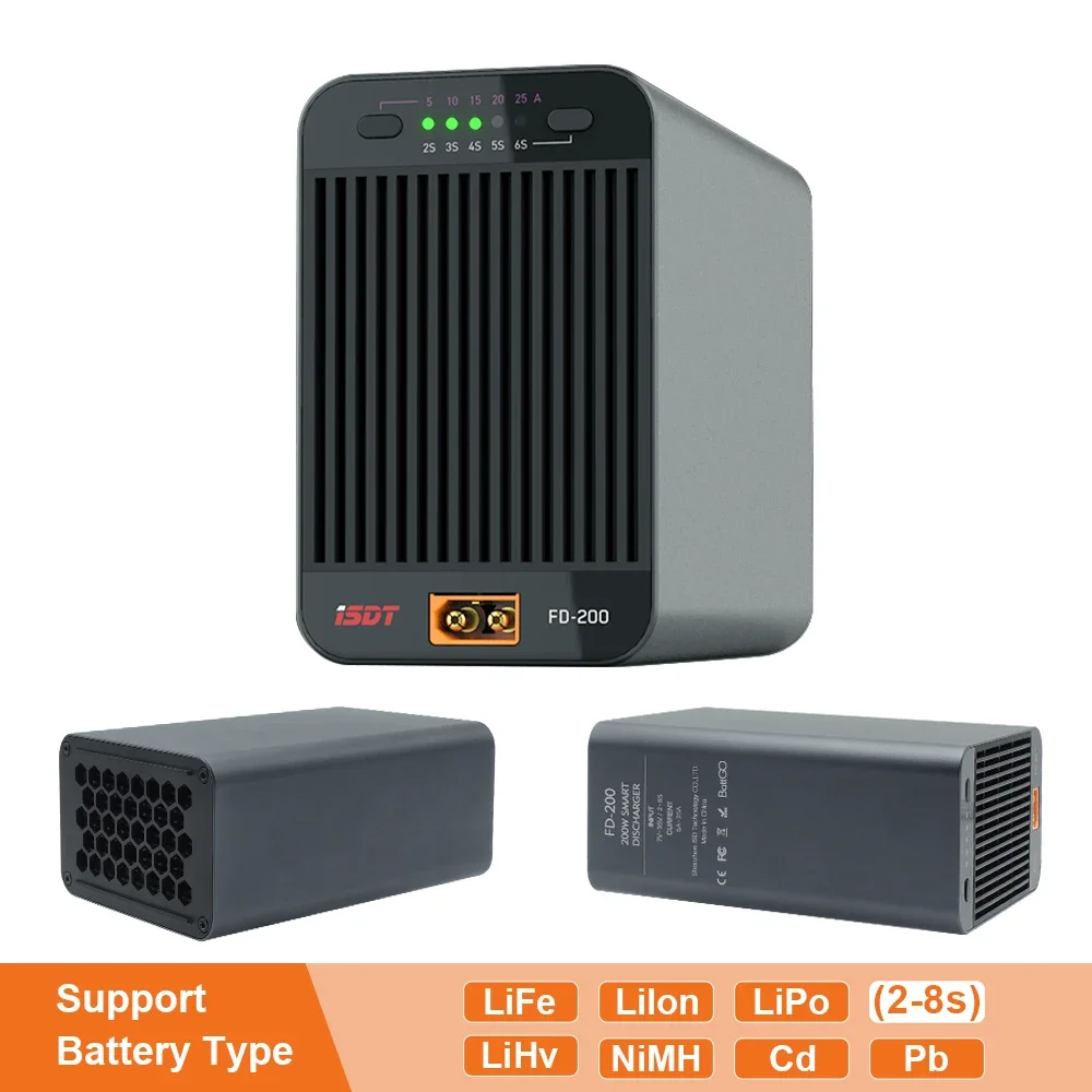 ISDT FD-200 200W 25A Mendukung Baterai Lipo 2-8S Pengosongan Kontrol Aplikasi Nirkabel untuk Suku Cadang Mobil Drone RC Perahu