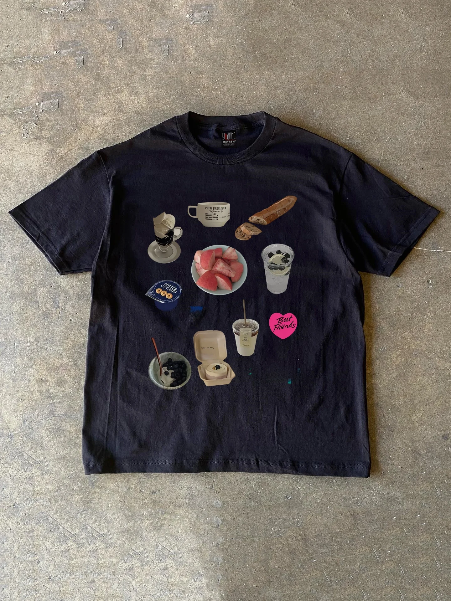 Pure Cotton 260g Heavyweight Oversize Short Sleeve T-Shirt Men's Patchwork Snack American Style Large Size Clothing Tshirt