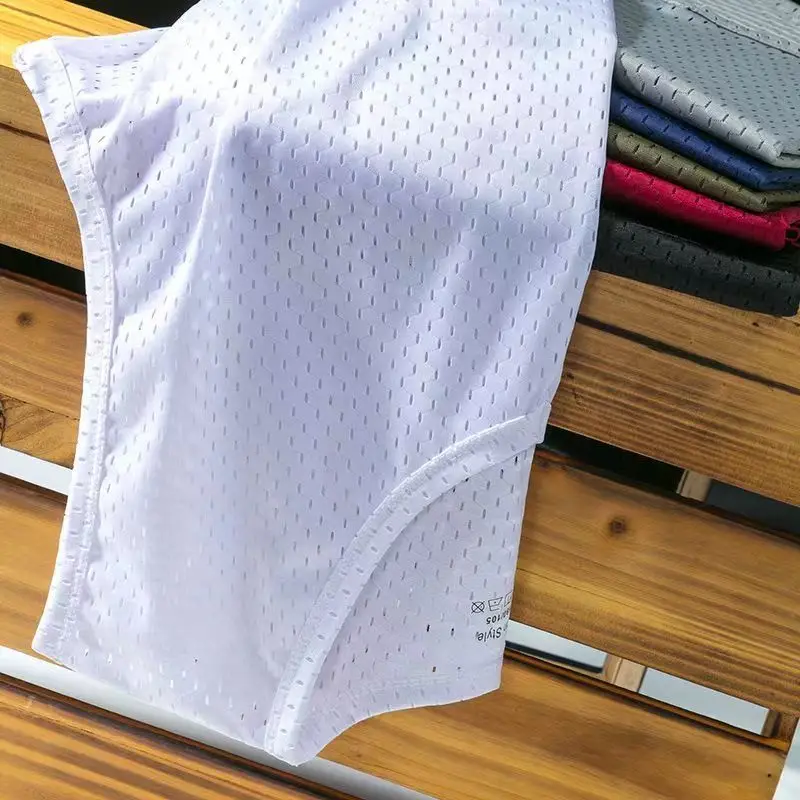 

Men's Ice Silk Vest Breathable Sports Thin Qui Dry Summer Fitn Elastic Sl Wide oulder Me Eyelet T-irt