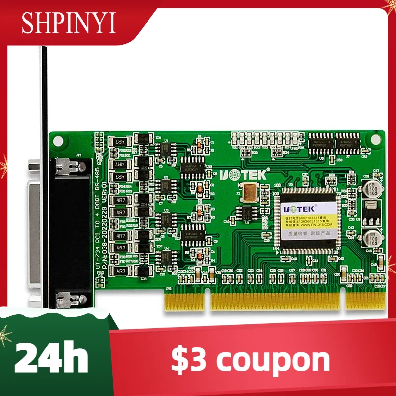 New PCI to RS-485 Serial Card RS485 4 Ports High Speed DR44 Expansion Converter with Isolation UT-734A