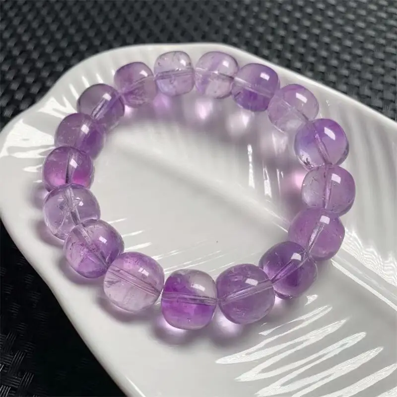 13MM Natural Amethyst Bead Bracelet Charms Handmade Fortune Energy Bangle Mineral Woman Amulet Jewelry Gift 1PCS