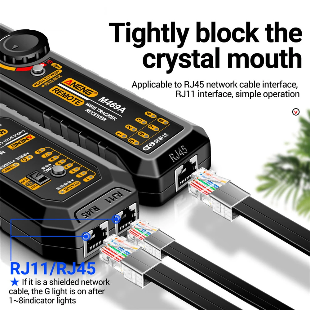 RJ11/RJ45 Localizzatore di linea multifunzionale Strumento di test anti-interferenza Tracciatore di cavi Tester di raccolta cavi di rete Ethernet