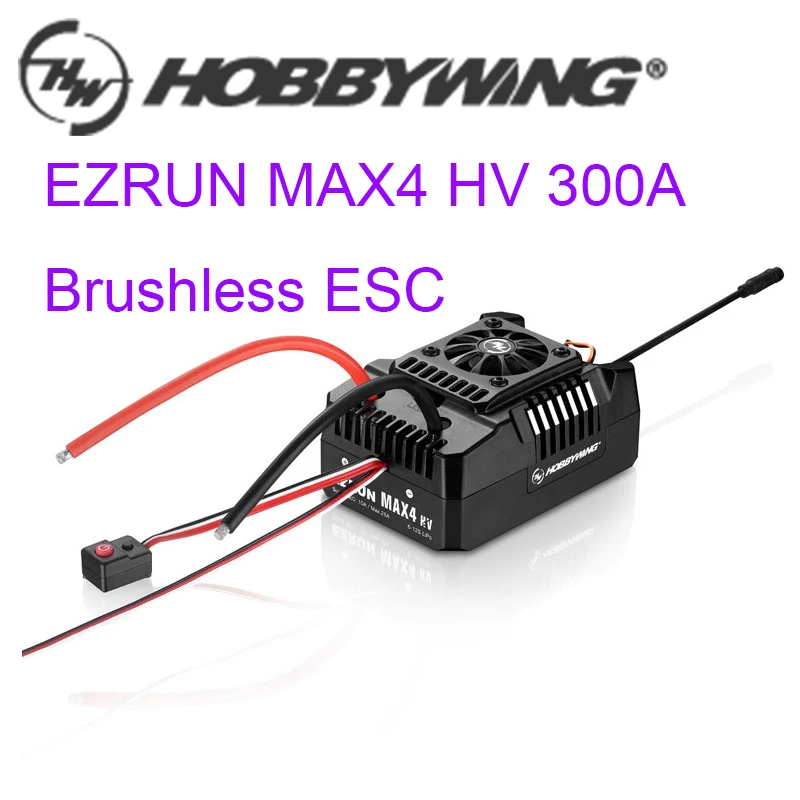 Hobbywing EZRUN MAX4 HV 300A ESC 6-12S Waterproof BEC 6V/7.4V/8.4V 10A Brushless Speed Controller for 1/5 RC Car