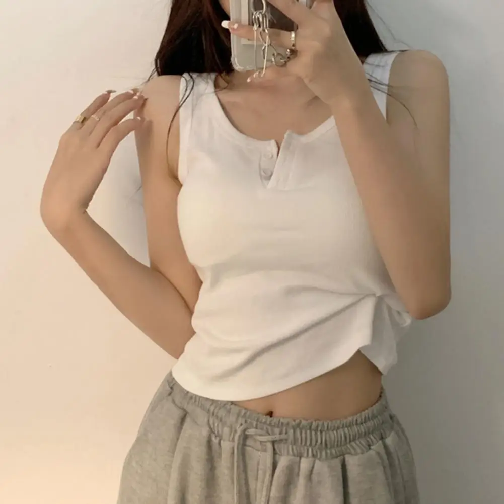 Atasan Tank Top rajut bergaris wanita, Tank Top padat Suspender tanpa lengan elastis Crop Top pakaian kasual Korea musim panas