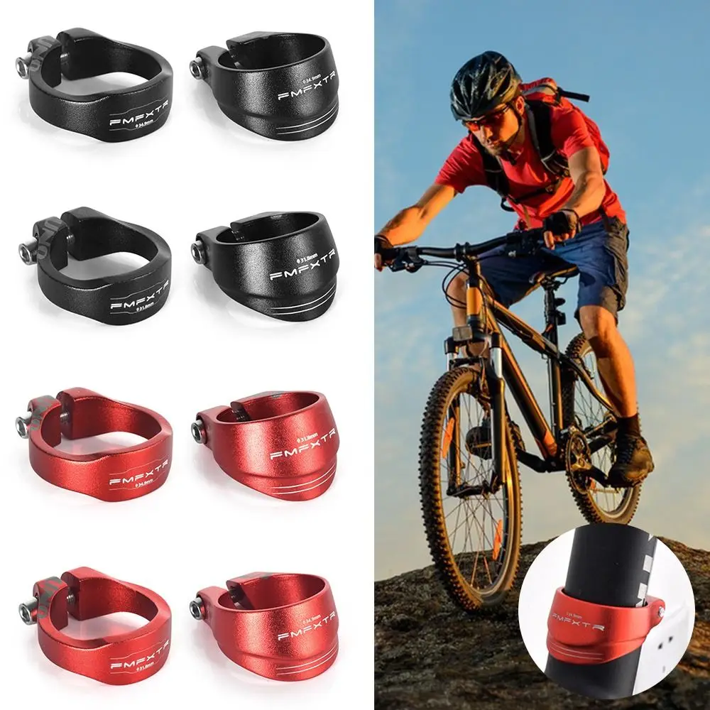 31.8mm/34.9mm Bicycle Seatpost Clamp Aluminum Alloy Black Red Seat Tube Clamp Fixing Cycling Accessories Bike Saddle Seat Clip