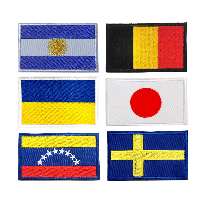 Military Patches Tactical Embroidered Flag Argentina Belgium Ukraine Japan Venezuela Sweden South Africa Norway Brazil Iron On