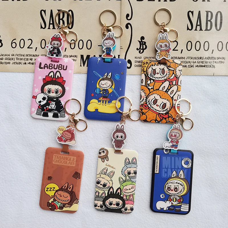 Labubu Business Card Holder Cartoon Badge Bank ID Holders Bus Card Cover Student Subway Card Credential Easy Pull Buckle Pendant