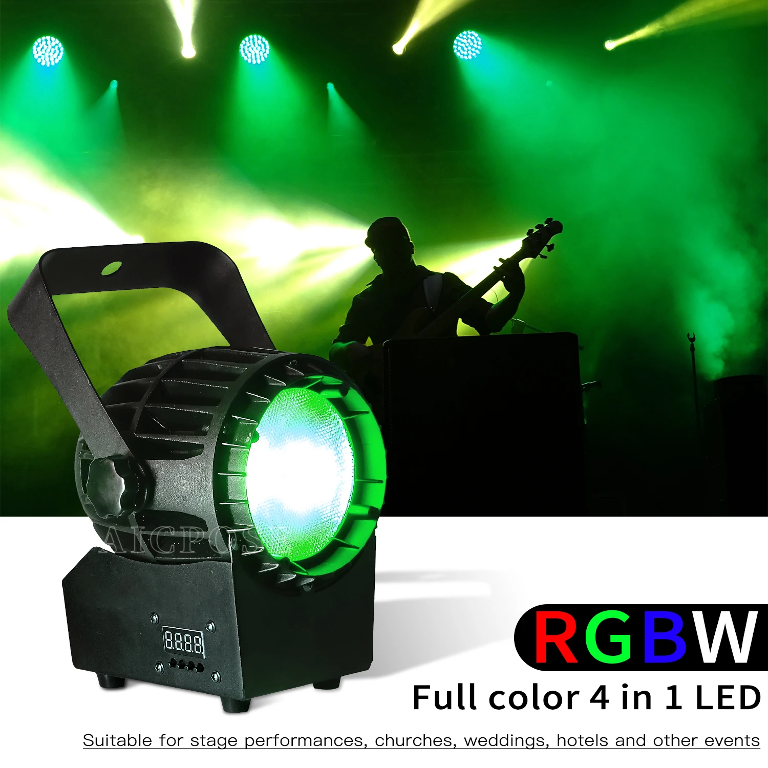 Mini COB 200W Spotlight RGBW 4 in 1 LED Floodlight DMX Control DJ Disco Light Projector Church Market Stage Lighting