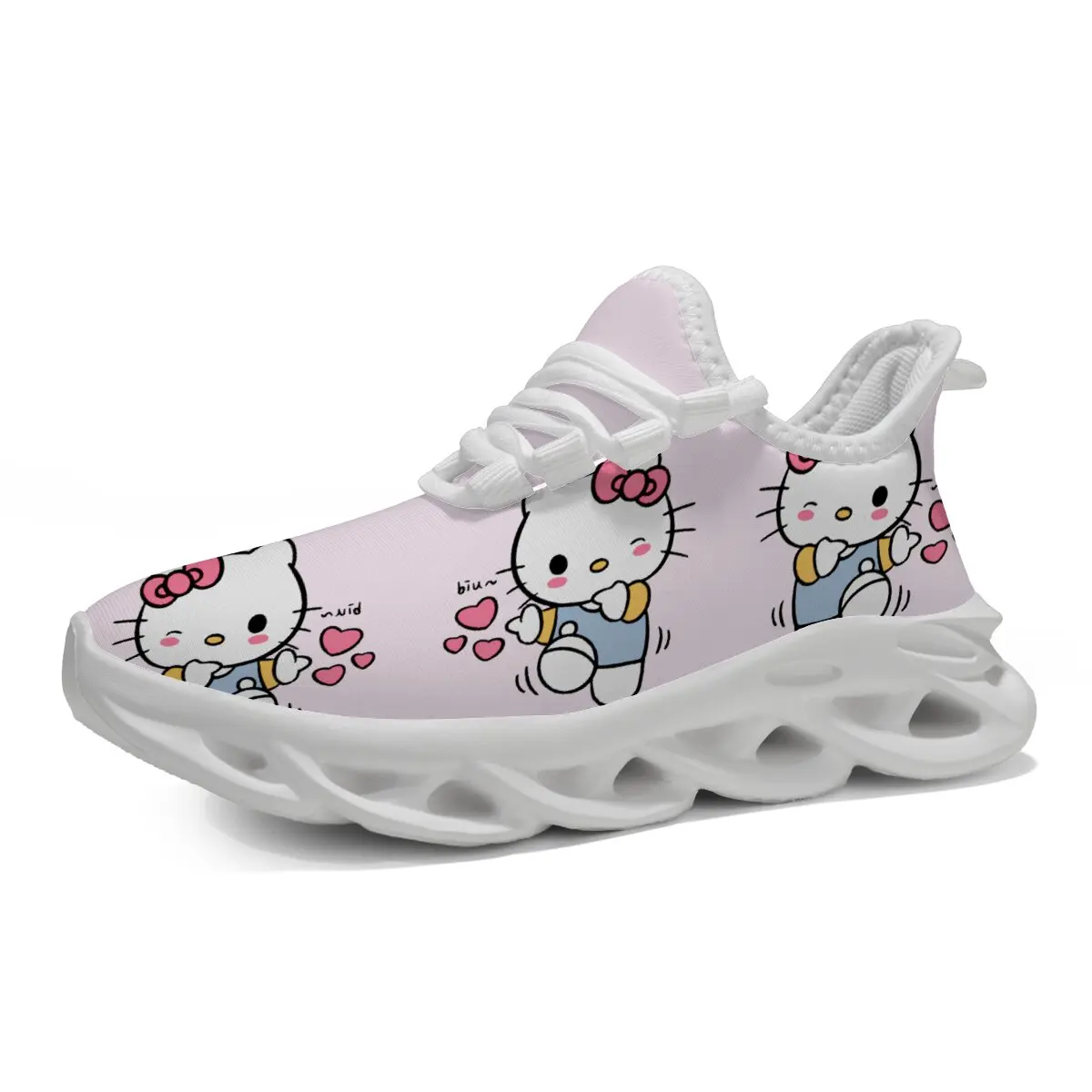 

Outdoor Shoes Breathable Walking Shoes Pink White Kids Cute Cartoon Hello Kitty Lightweight Athletic Running Shoes with Hearts