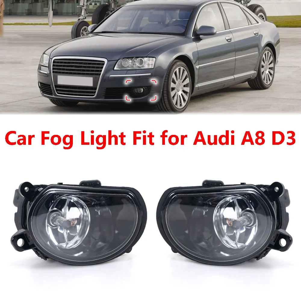 1pcs Car Front Left/Right Fog Light Lamp Assembly with Bulbs 4E0941699A LH 4E0941700A RH Fit for Audi A8 D3 2004 2005 2006 2007