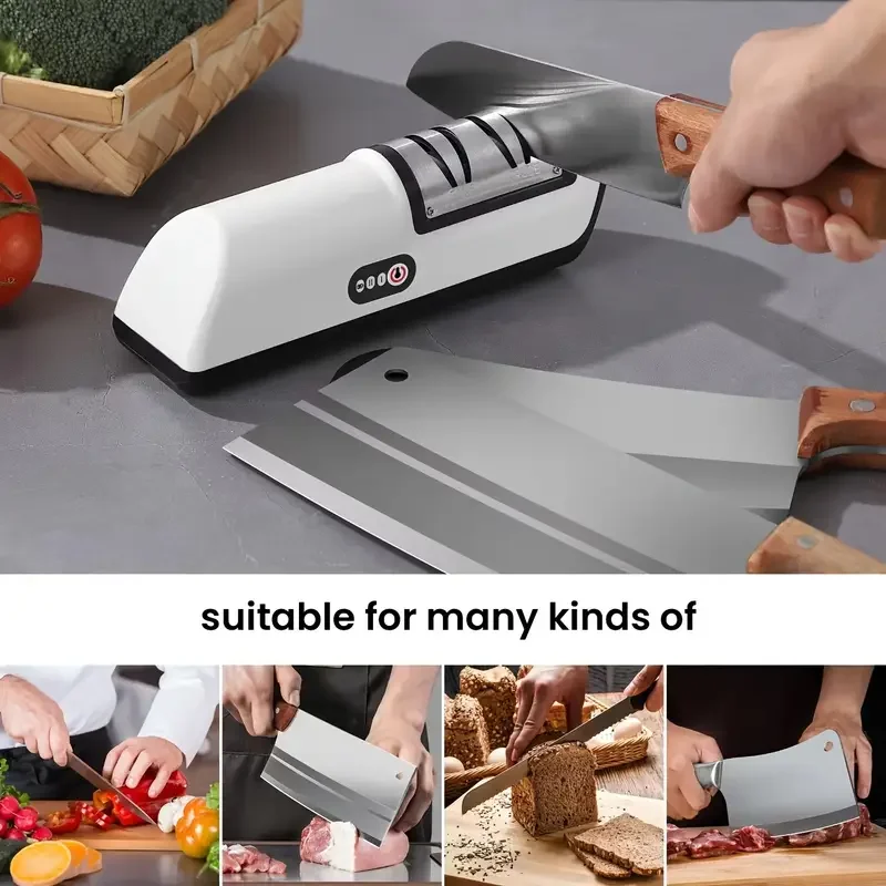 

Automatic Rechargable USB Electric Sharpener for Kitchen Knives and Scissor with Fast Sharpening Grinder Home Tools