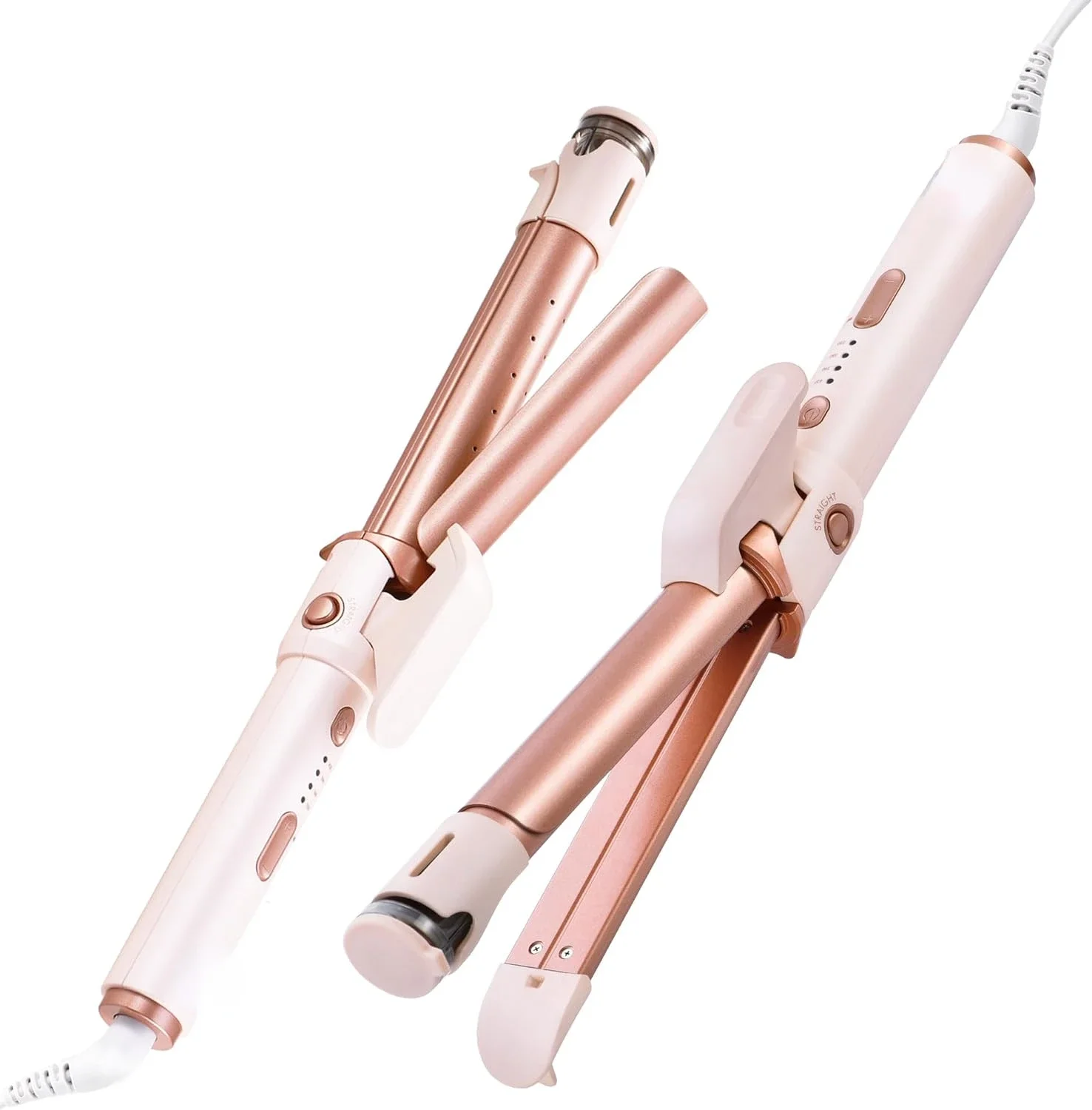 

Professional 2-in-1 Ceramic Hair Curling Wand with Steam Hair Straightener, 1" Curler Iron infused with Negative Ions for Silky