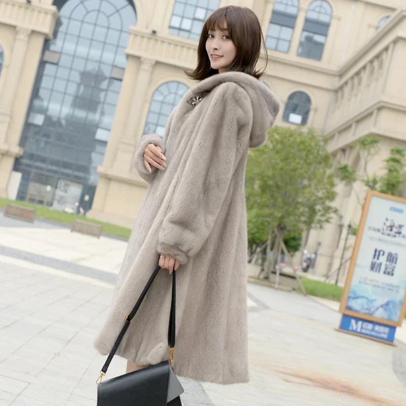 Real Fur Coat Women Luxury Winter 2024 Hooded Mink Coats Elegant Mink Fur Jackets for Women Jacket Outwears Veste Fourrure SGG