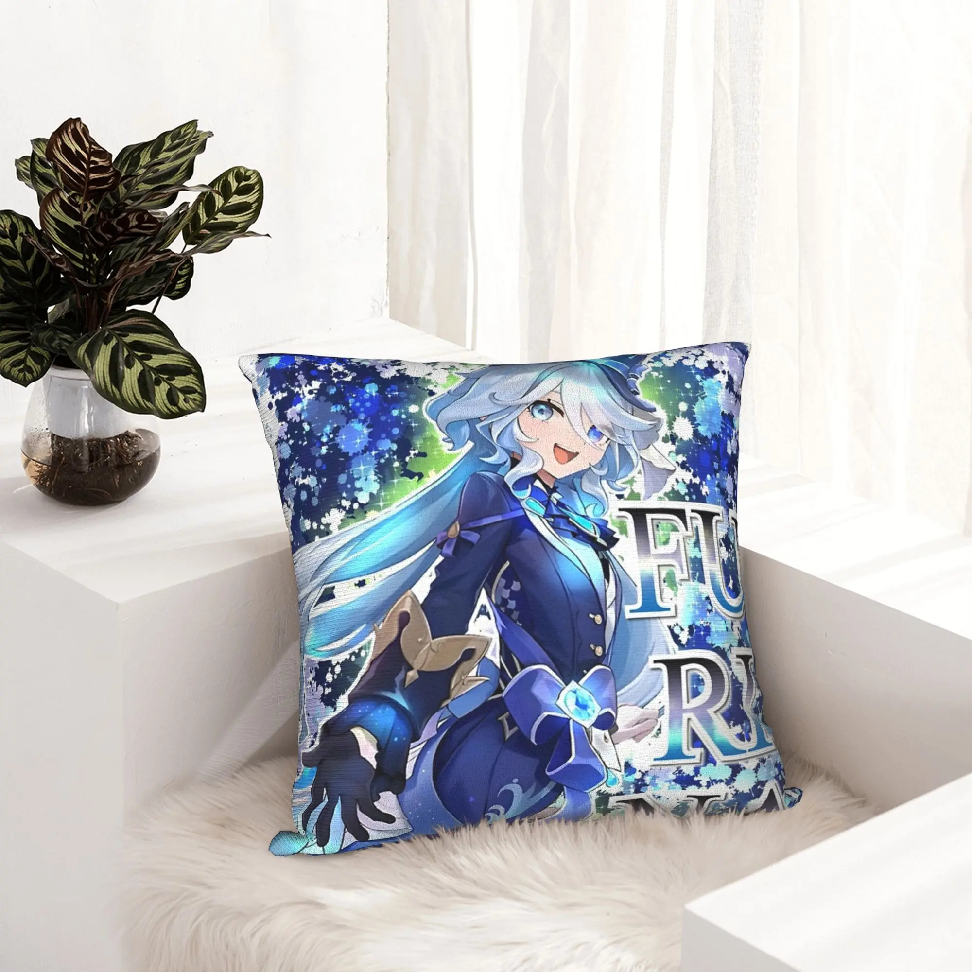 Furina Genshin Impact Waifu Pillowcase Double-sided Printing Polyester Cushion Cover Decoration  Pillow Case Cover Car Square