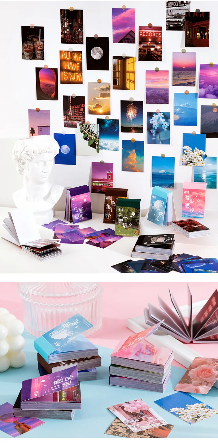 50 Sheets World Scenery Style Sticker Book Coated Paper Journal DIY Material Decoration Sticker Memo Pad Scrapbook Stationery