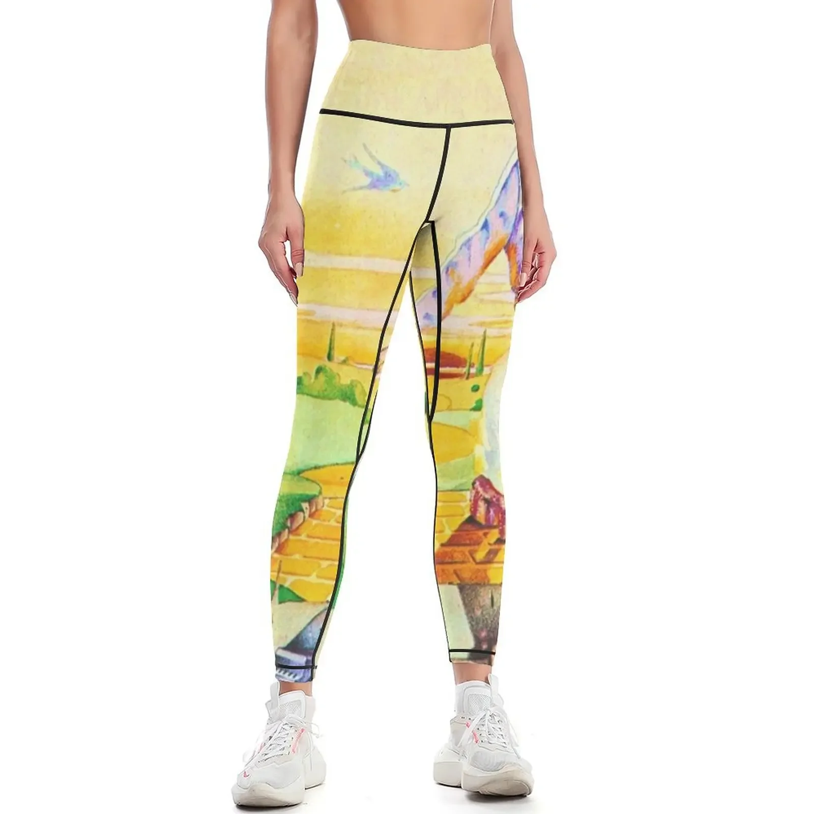 Goodbye Jhon Mountain Yellow Road Poster Leggings gym clothing Clothing fitness Sports female high waist Womens Leggings