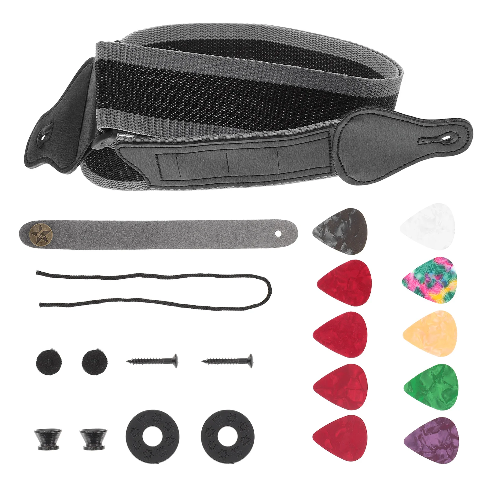 

1Set Washable Guitar Strap Wear Resistant Adjustable Guitar Belt Reduces Hand Pressure with Picks and Accessories