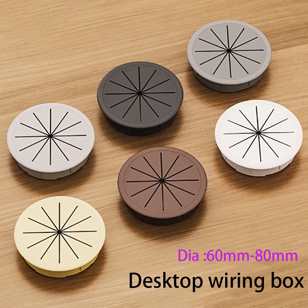 1/2/4/8/20Pcs 60mm 80mm Desk Wire Hole Cover ABS Plastic Round Cable Box Computer Hole Table Line Hole Cover Decorative