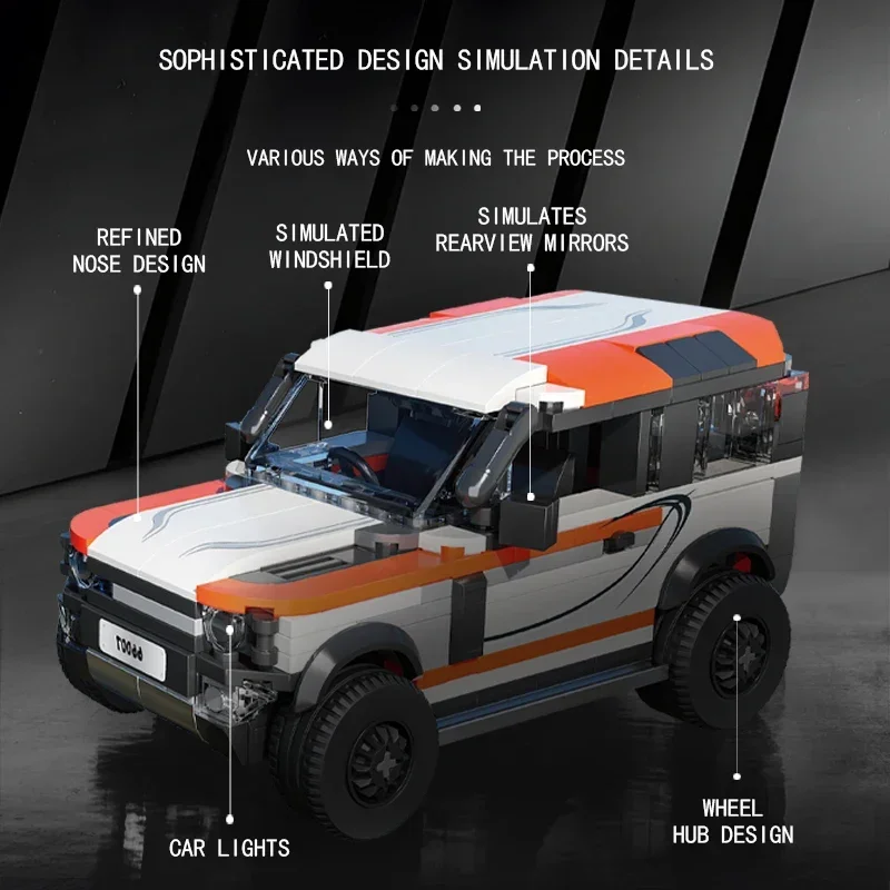 406 pçs cidade veículo fora de estrada clássico suv carro modelo tijolos desktop exibição ornamentos crianças brinquedos educativos diy presentes do feriado