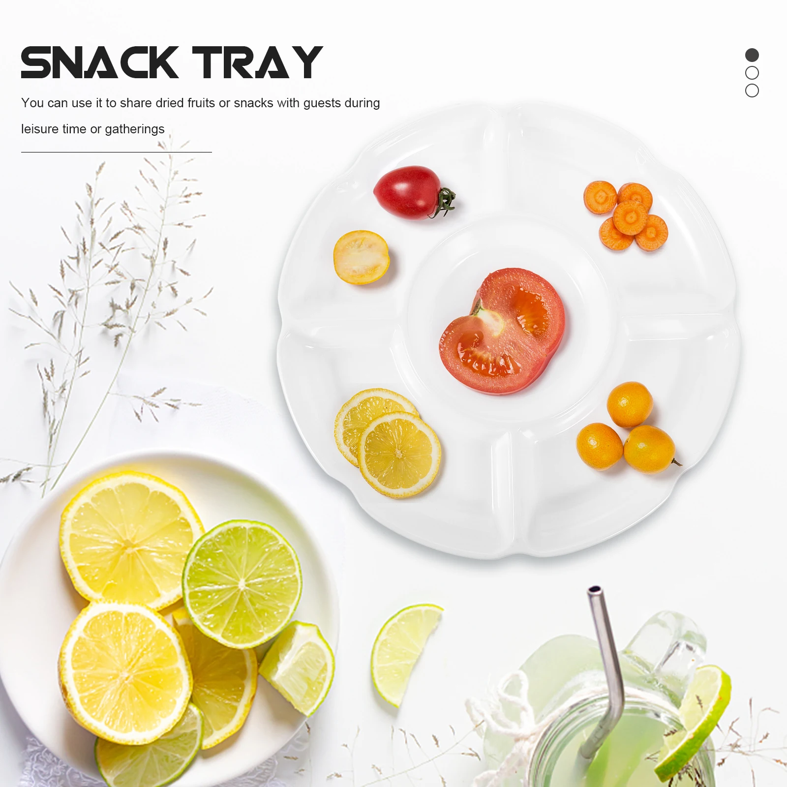 

Multi-Grid Food Serving Plate Household Fruit Plate Divided Snack Tray Storage Container For Dried Fruits Nuts Candies Kitchen