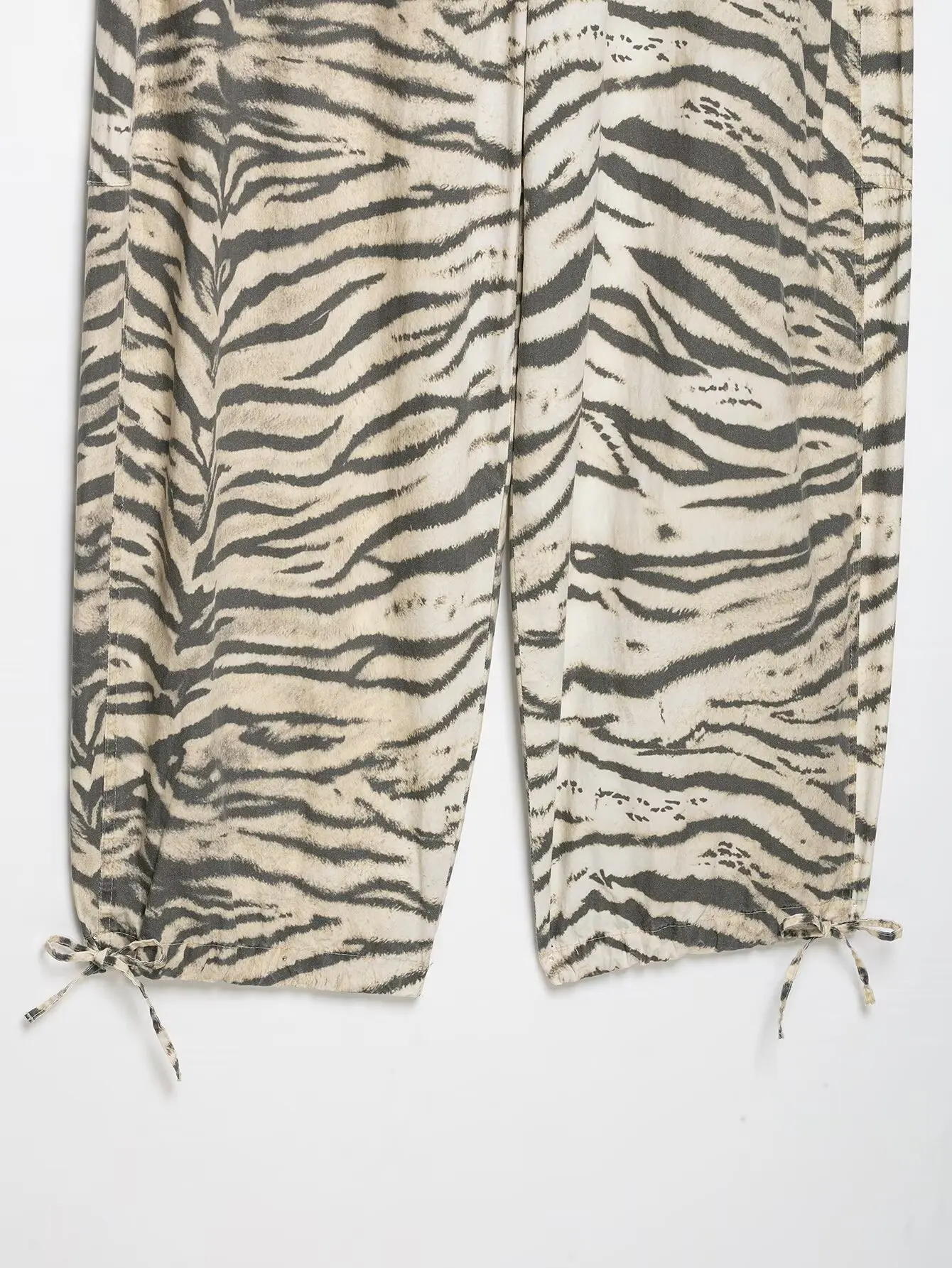 Modische Vintage Leoparden-Hose für Damen, Lässige Weite Hose mit Schnürung und Taschen, Sommer-Herbst Neuheit – Detail 8