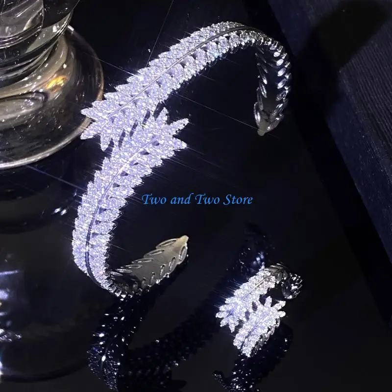 HX6F Stylish Open Cuff Bracelet Rings Set Featuring Micro Setting Craftsmanship