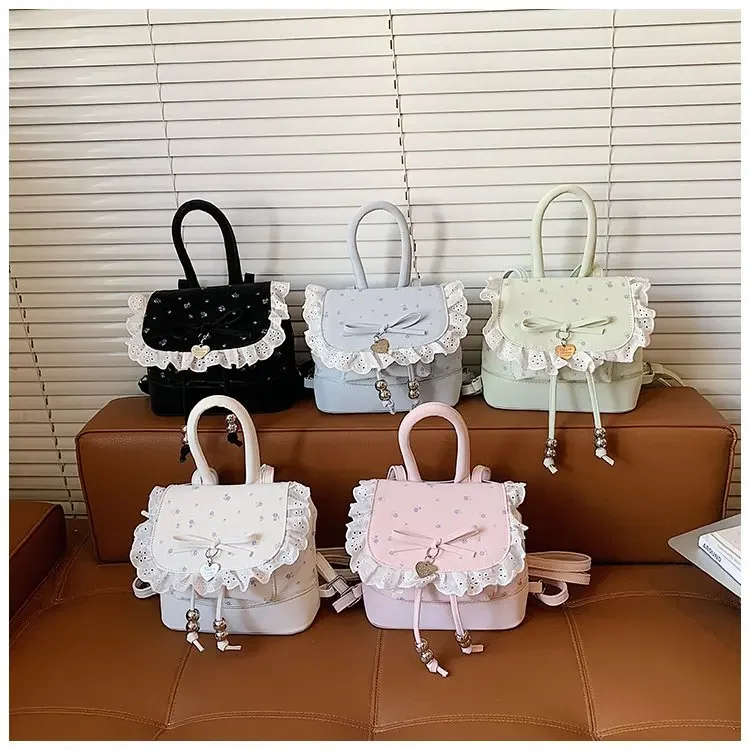 

Korean Version of Fashion Girly Style Handbag 2026 New Lace Lace High-value Versatile Backpack