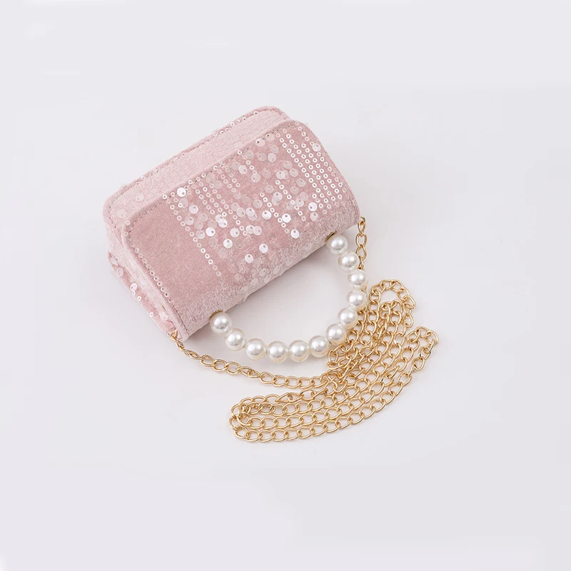 Fashion Children\'s Shoulder Bag Women\'s Handbag purse Pearl Sequins Hot Selling Girl Baby Cute Zero Wallet Princess Bag