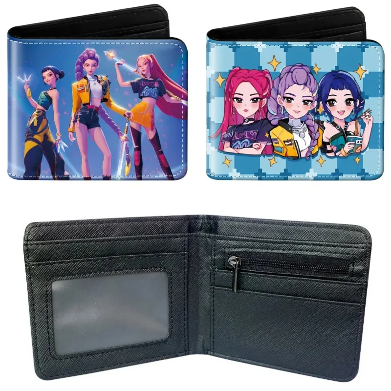 

2025 Creative Cute KPop Printed PU Leather Short Wallet Men Women Decoration Daily Necessities Holiday Halloween Christmas Gift