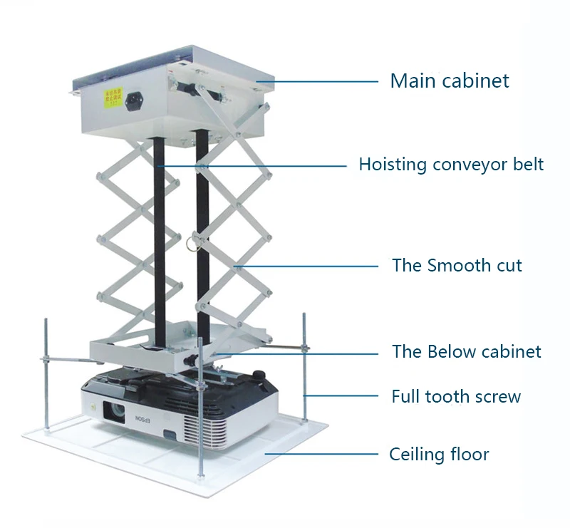 Hochwertige elektrische Projektorhalterung für die Decke, versteckte Montage, motorisierter Projektor-Lift-Aufhänger mit kabelloser Fernbedienung