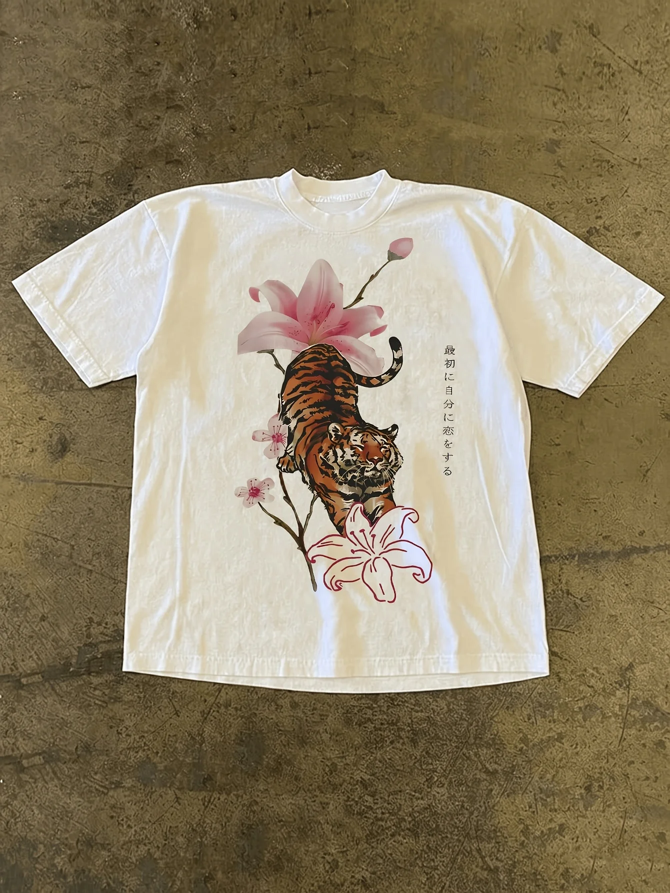Summer Women's Lily Tiger Print T-shirt Unisex Cotton and Breathable Short Sleeve Streetwear Oversized Loose Casual