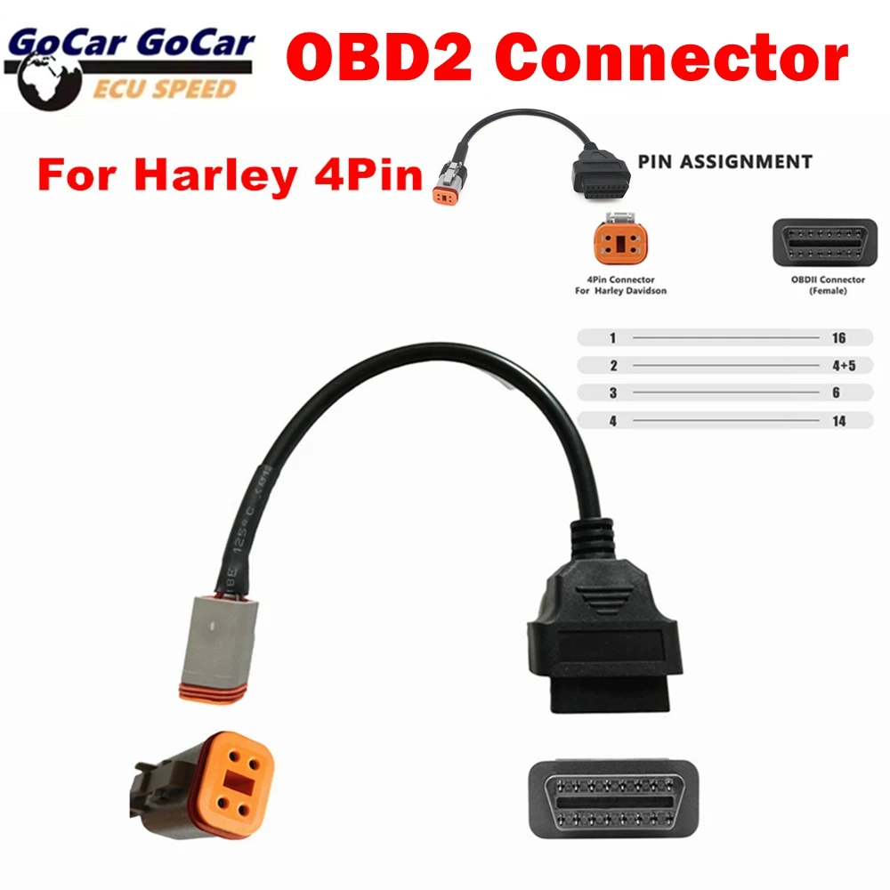 

Latest high quality version Motorbike OBD2 Extension Motorcycle Diagnostic Cable For Harle 4Pin OBD2 Connector