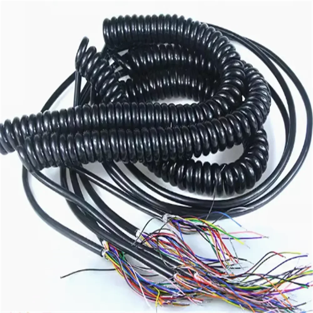 

6/7/12/14/15/16/18/19/21/26 Cores Spiral Cable for CNC Electronic Handwheel Spring Wire Cable Manual Pulse Generator 3-4m