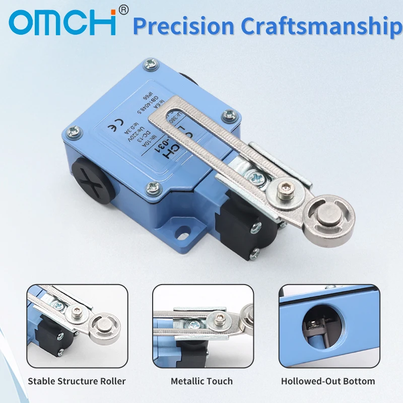 OMCH 1/5 قطعة الاتصال الفضي الذاتي إعادة تعيين مفتاح السفر مقاوم للماء LSA سلسلة 10A مفتاح حد الماكينة الصناعية