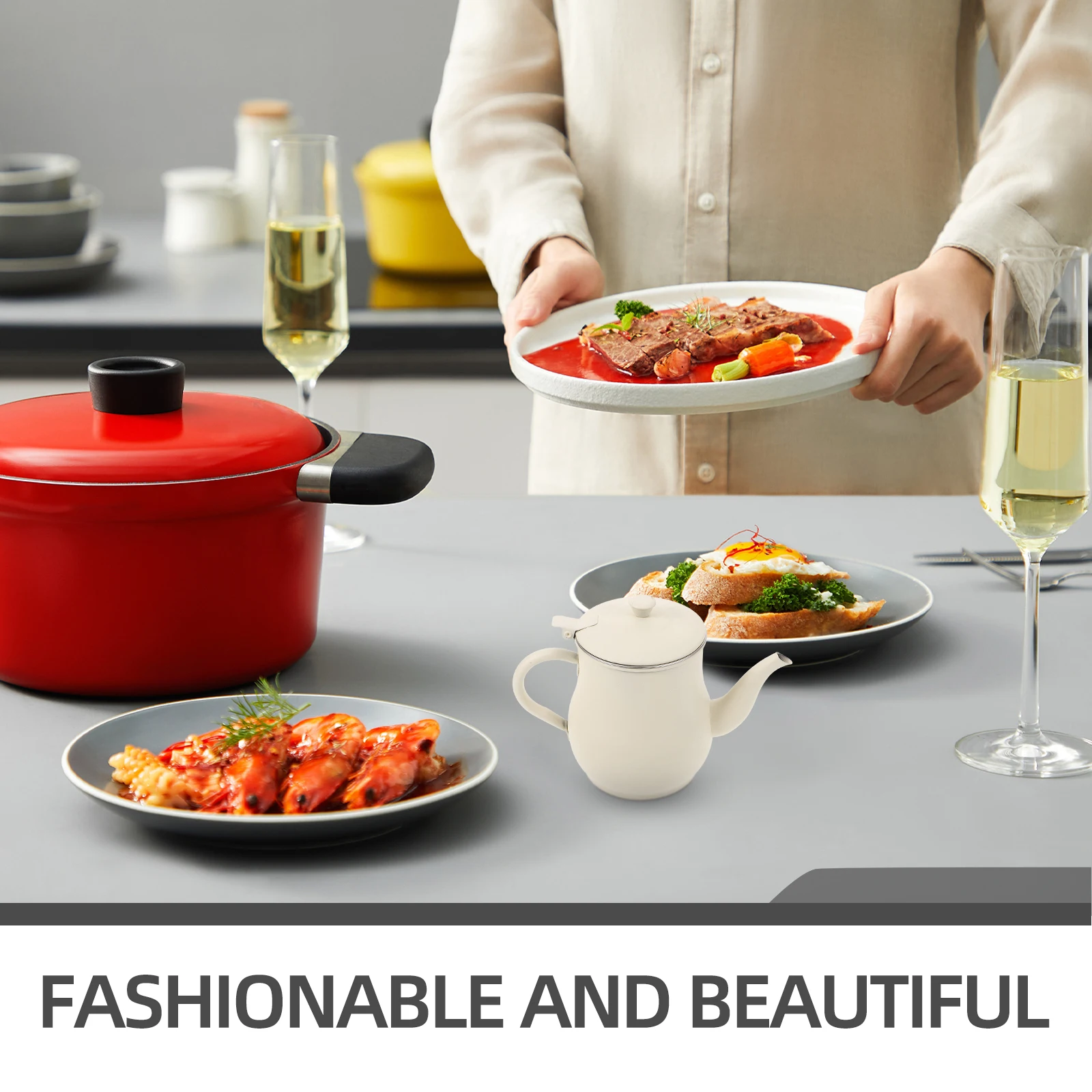 

Stainless Steel With For Kitchen Storage Grease Fine Mesh Filter Jug Strainer Jug Metal Filter Pot Oil Container With Strainer