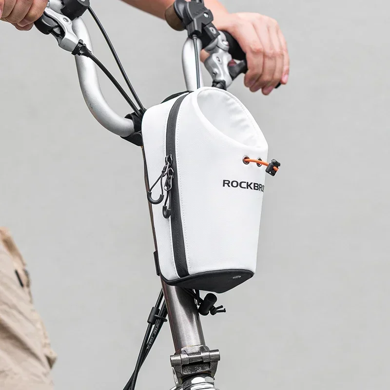 ROCKBROS Bicycle Front Water Bottle Bag 1.5L Folding Bike Mountain Road Bike Riding Bag Adjustable Large-caliber Bag