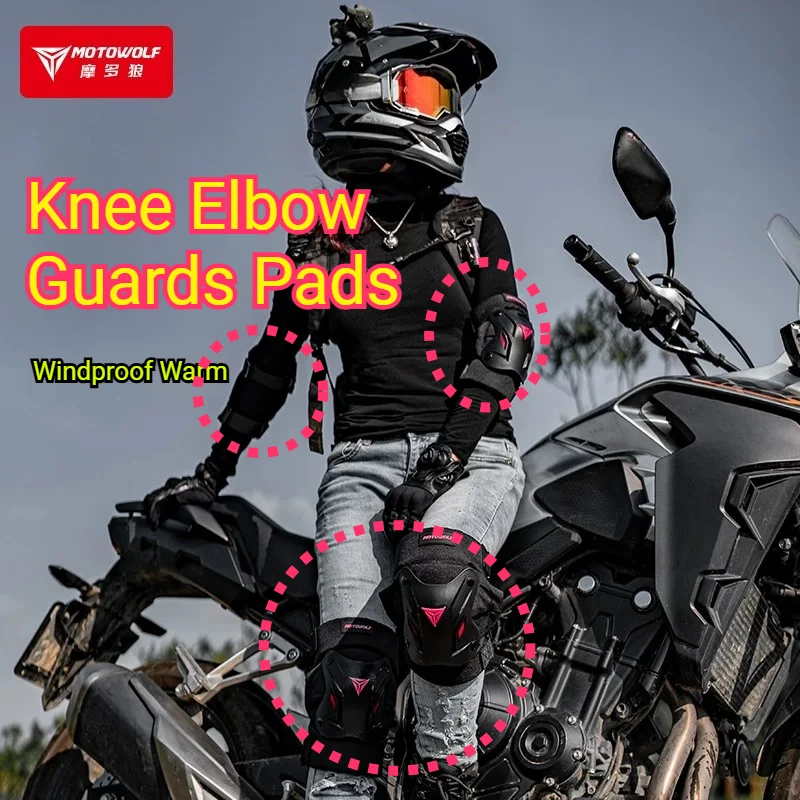 MOTOWOLF CE Level 2 4 Seasons Motorcycle Knee & Elbow Pads Windproof Anti-fall Protective Guards for Scooter E-Bike