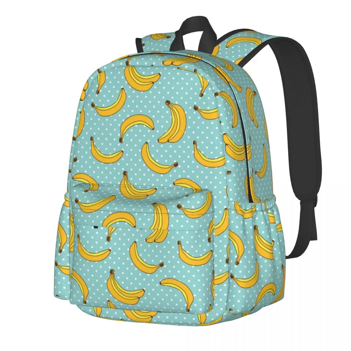 Banana Print Backpack Polk Dots Women Polyester Outdoor Backpacks Large Fun High School Bags Rucksack