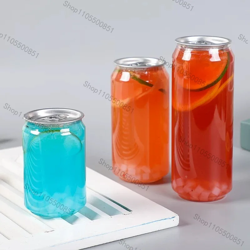100pcs 330ml/250ml Can with Lid PET Bottle Cap Lid PET Can for Milk Tea/coffee/Beverage/Drink