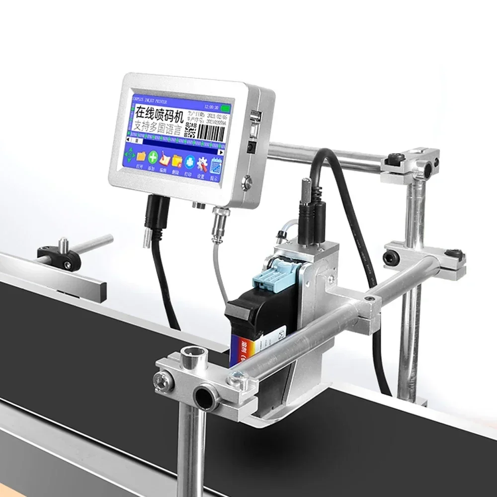 7-inch TIJ Online Inkjet Printer Variable Expiry Date Batch Code QR Barcode Logo Mask Glass Plastic Bag Cans Coding Machine