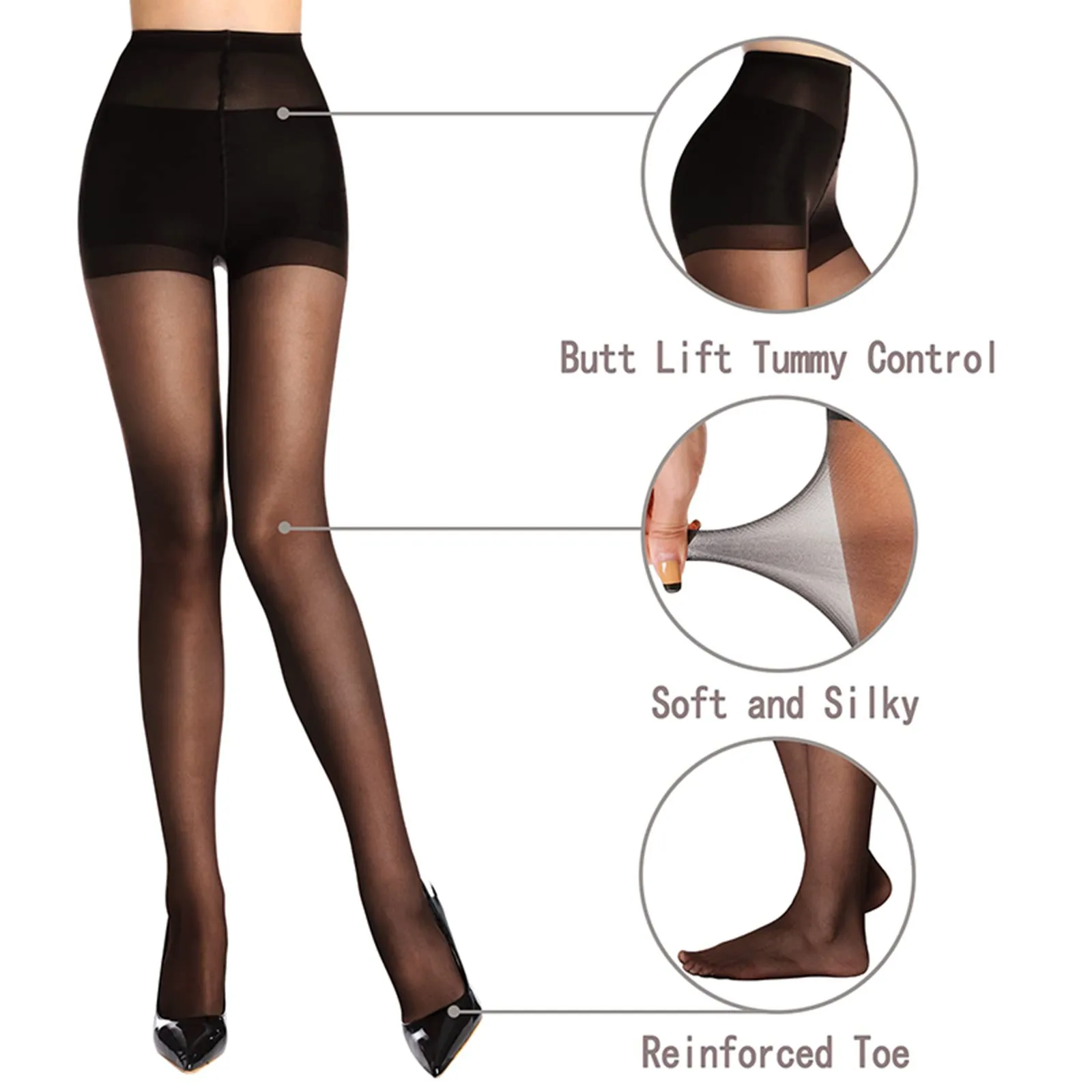 Women\'s Tights With Control Top And Reinforced Toes Nylons Pantyhose Sexy stockings