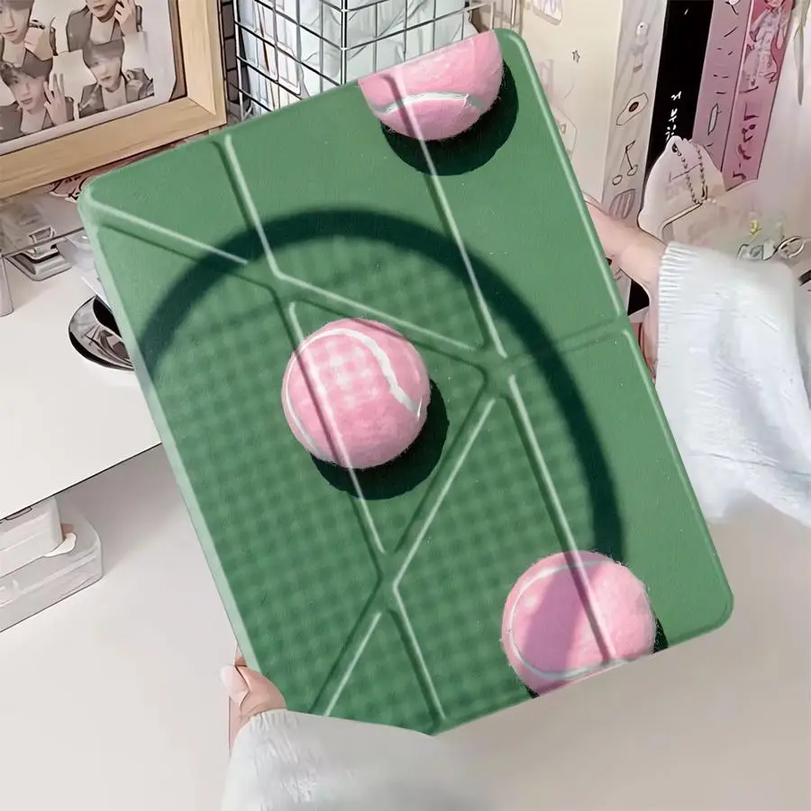 Pink Tennis Pattern Tablet Case For iPad Pro 2025 Pro 11th 10th 9th 8th 7th 12.9inch Mini 6 7 Air 4 5 M3 M2 M4 11inch Holder