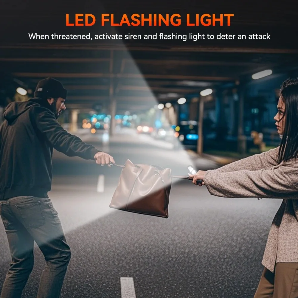 女性と子供のためのキーホルダー付きの個人的な安全アラーム130db,USB充電式,緊急保護,LEDライトアラーム ,Personal Safety Alarm with Keychain 130dB for Women Child USB Rechargeable Protection Emergency LED Light Alarm for Night Running