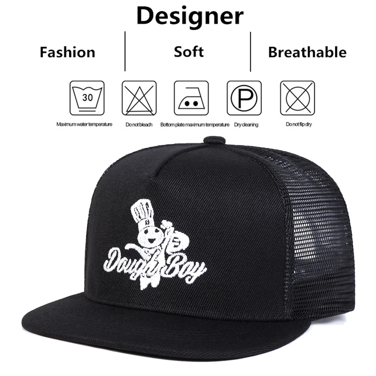 Cappelli a rete hip-hop con ricamo a lettera Daugh Boy unisex Cappelli da baseball casual regolabili per esterni primavera estate Cappello per protezione solare