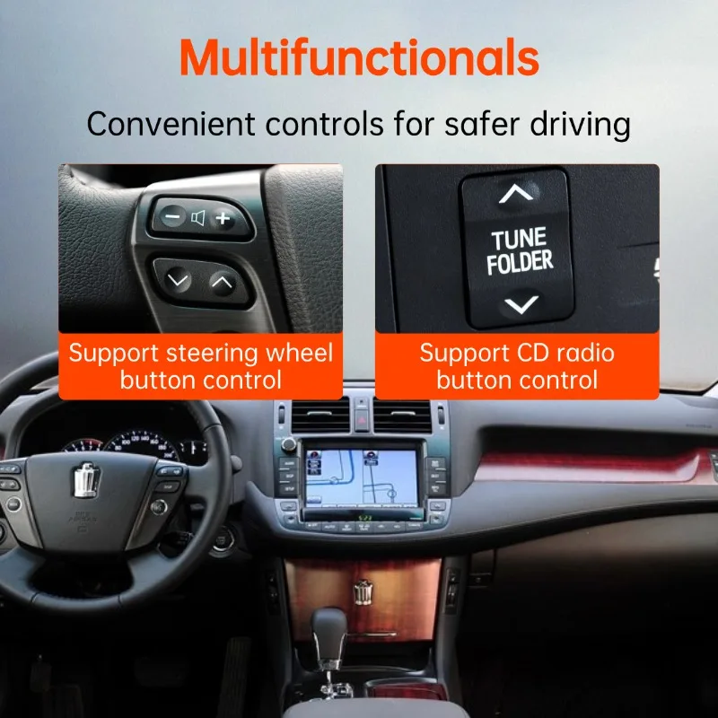 محول GITANK USB بلوتوث 5.3 لواجهة موسيقى Toyota Lander Crusier LC150 LC200 وCrown وPrado وLexus iPod iPhone