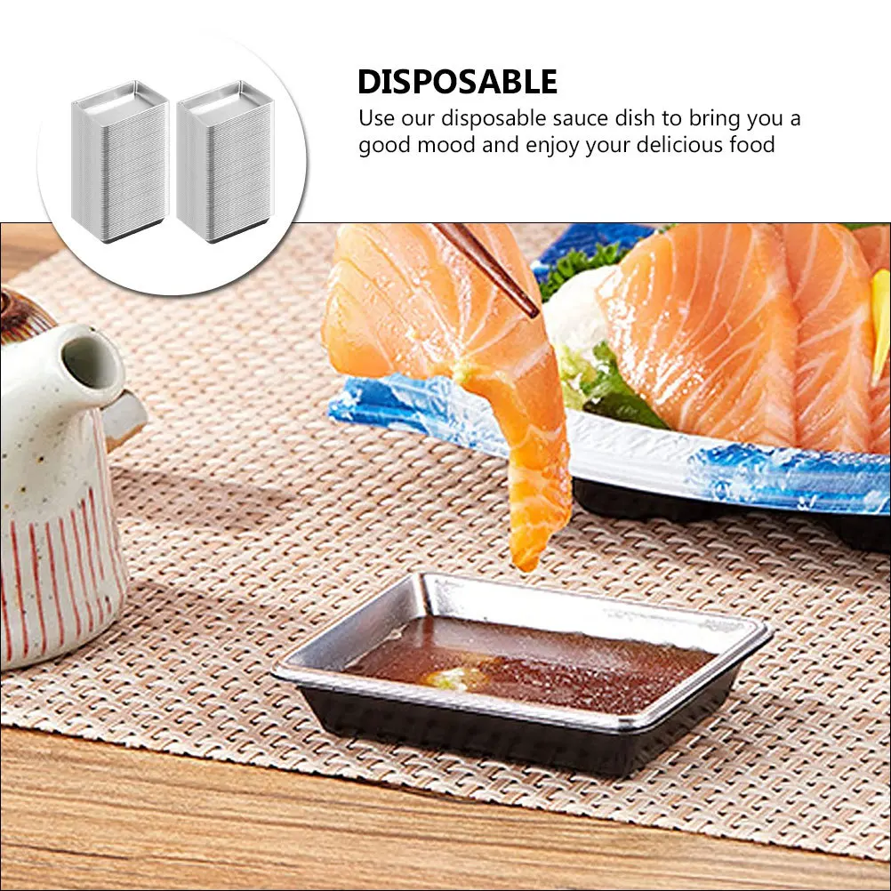

200 Pcs Sushi Soy Sauce Dish Set Serving Dipping Condiment Dishes Bowls Rectangle Plate Plates and Vinegar