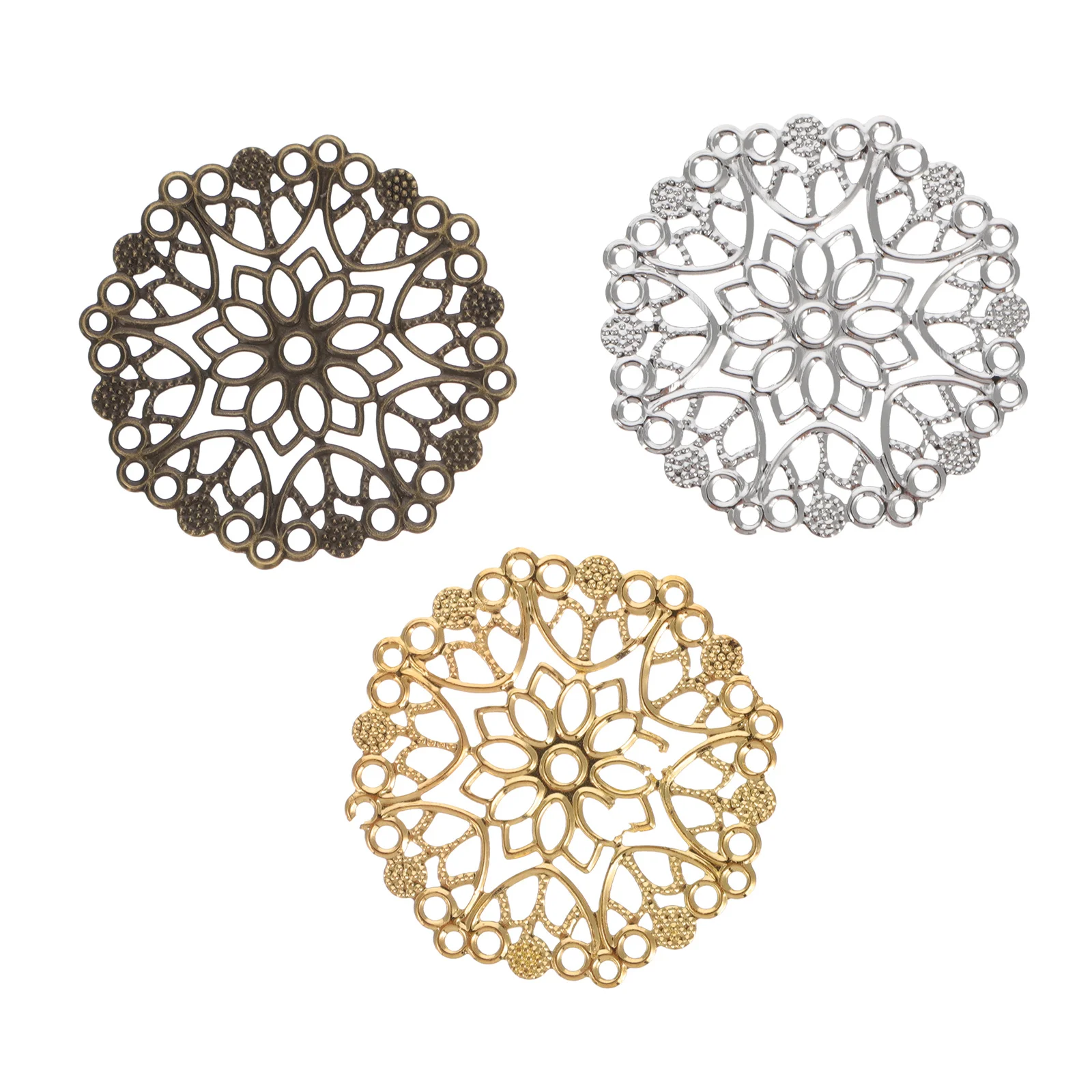 ชิ้นส่วนโลหะฉลุลายขนาดใหญ่ 60 ชิ้น สำหรับทำเครื่องประดับ DIY อุปกรณ์ทำหวีผม งานฝีมือ วัสดุทำเครื่องประดับแฮนด์เมด