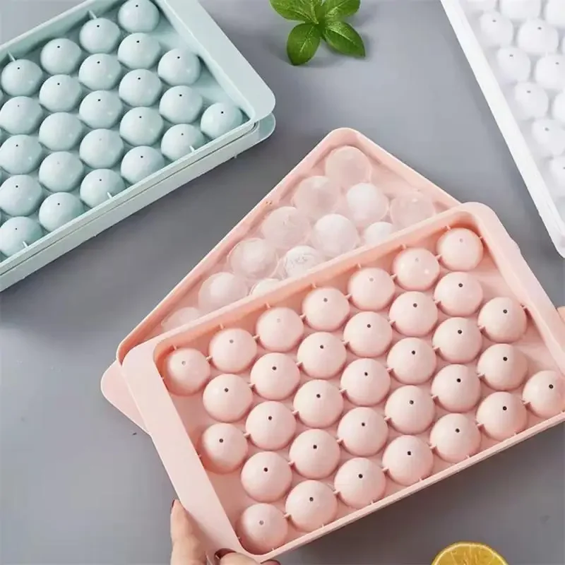 3D круглый лоток для изготовления кубиков льда с крышкой, пластиковая форма для льда, сферические формы для холодильника, сделай сам, машина для изготовления ледяных шаров, бытовые кухонные инструменты